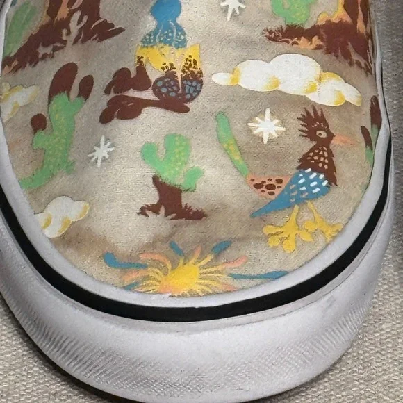 Vans Classic Slip On Desert Roadrunner Cactus Print Sneakers Mens 11.5 Womens 13 - Picture 8 of 9